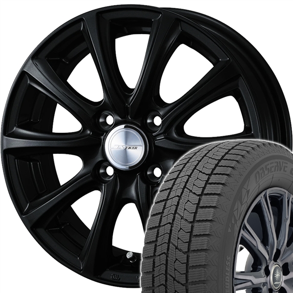 スタッドレスセット ノート E11系 オブザーブ GIZ2 175/65R14 82Q ジョーカー スマッシュ グロスブラック