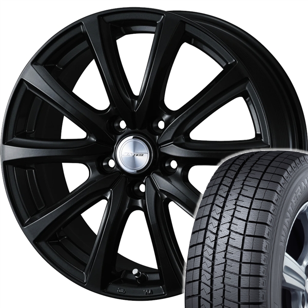 スタッドレスセット マツダ３　セダン BP系 ウィンターマックス WM03 205/55R17 95Q ジョーカー スマッシュ グロスブラック