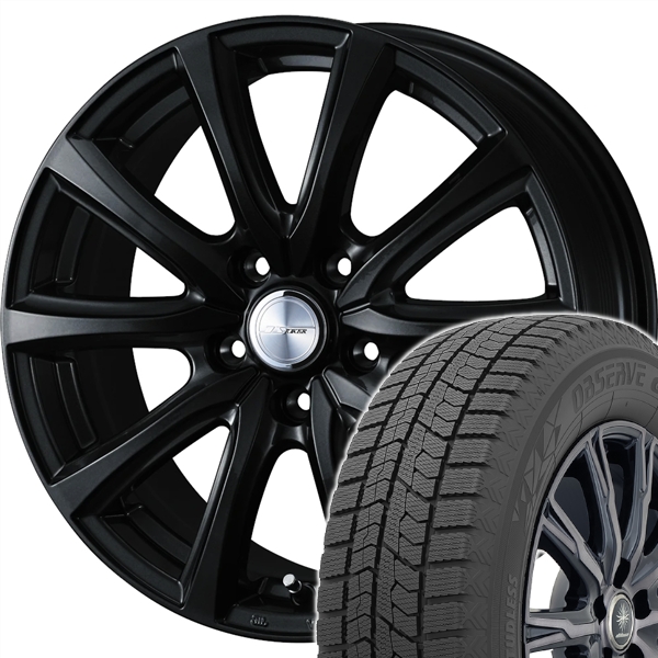 スタッドレスセット ラクティス 120系 S以外 オブザーブ GIZ2 175/65R15 84Q ジョーカー スマッシュ グロスブラック