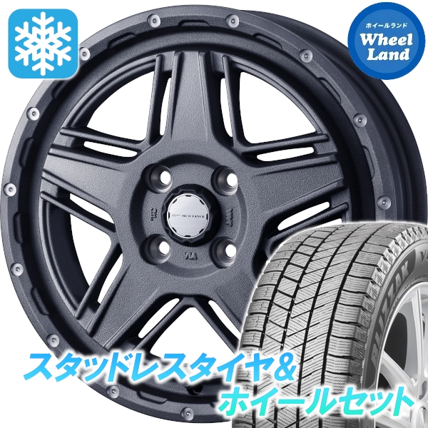 スタッドレスセット N ONE JG系 NA車 4WD ブリザック VRX3 155/65R14 75Q マッドヴァンス 07 GRY