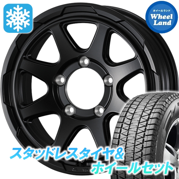 スタッドレスセット AZオフロード JM23W ブリ背嚢 DM-V3 175/80R16 91Q ウェッズ スタットベルク For JIMNY セミマットブラック