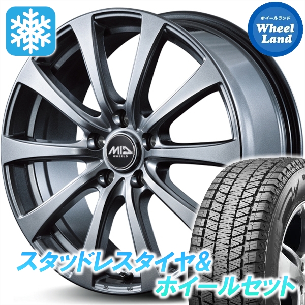 スタッドレスセット ハリアー 10系 全グレード ブリザック DM-V3 225/55R18 98Q ユーロスピード G10 メタリックグレー