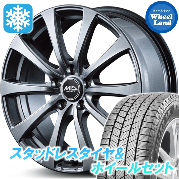 スタッドレスセット フリード GB5〜6 ブリザック VRX3 185/65R15 88Q ユーロスピード G10 メタリックグレー
