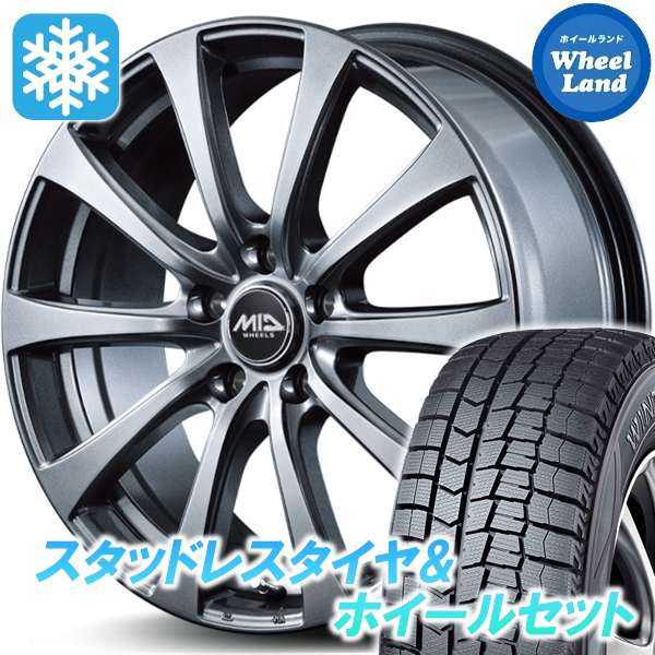 スタッドレスセット エスティマ ハイブリッド 10系 ウィンターマックス WM02 215/50R17 91Q ユーロスピード G10 メタリックグレー