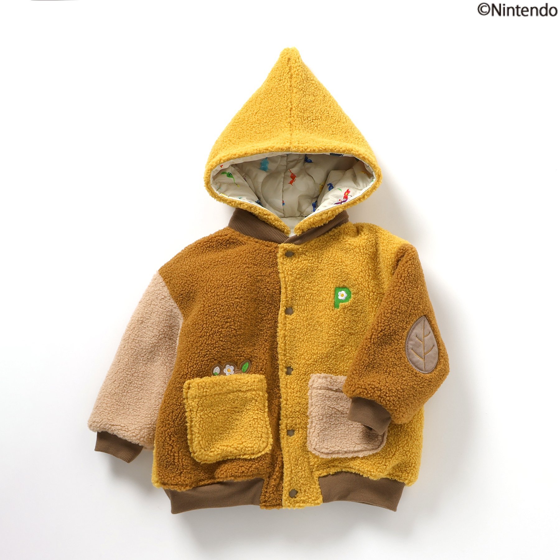 【ちょむぽち 】ピクミン　リバーシブルボアブルゾン　青色　140cm BREEZE ブルゾン アウター 「ピクミン」リバーシブルボア
