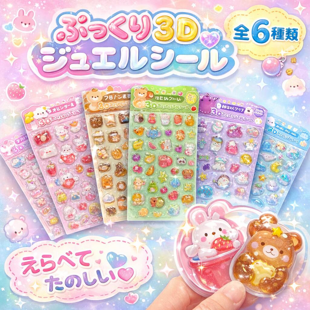 CIARA 3dシール ぷくぷく 立体シール シール キャラクター おはじき