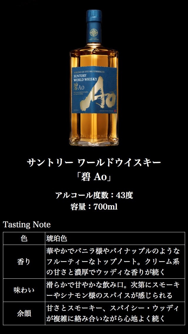 7/30 P+3％ サントリー ワールドウイスキー 碧 アオ Ao 43度 700ml
