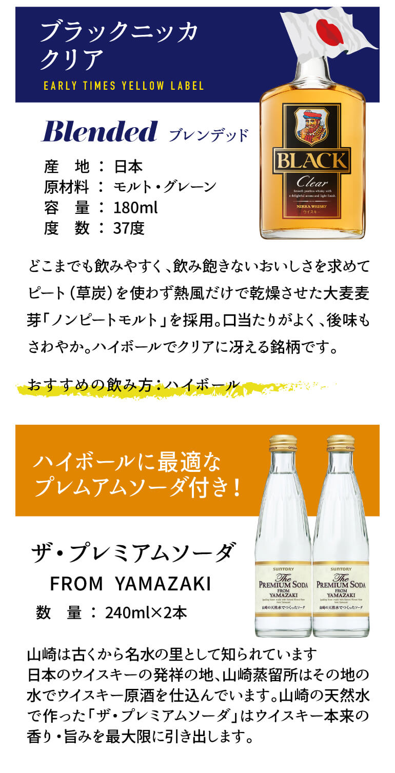 ワールドウイスキー6本 (180〜200ml) 飲み比べセット + プレミアムソーダ 2本付