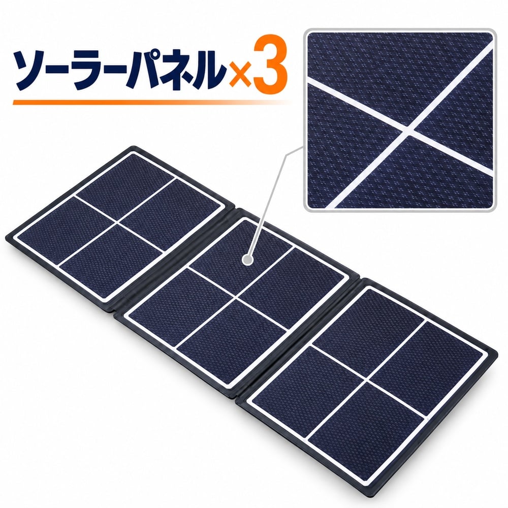 ソーラー充電器 7W 折りたたみ air-J ブラック SunPower社製パネル