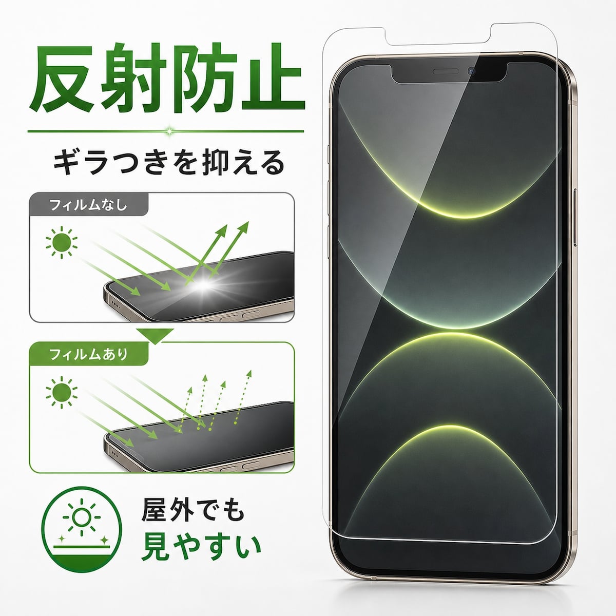 iPhone 12 Pro Max ガラスフィルム 10H 反射防止 ソーダガラス 液晶