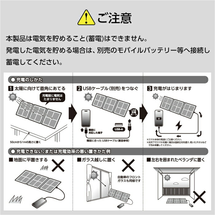 ソーラー充電器 7W サンパワー社製パネル搭載 ソーラーチャージャー