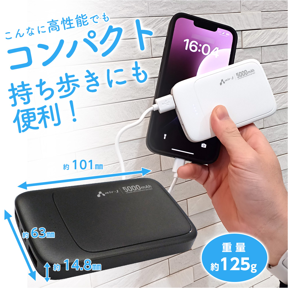 モバイルバッテリー 5000mAh リン酸鉄 LiFePO4 長持ち 1000回 充放電 2