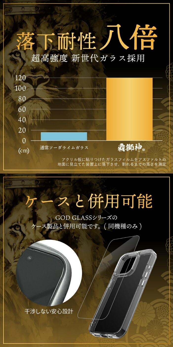 iPhone17ProMax ガラスフィルム GOD GLASS 覇獅神 堅守 超透明 落下