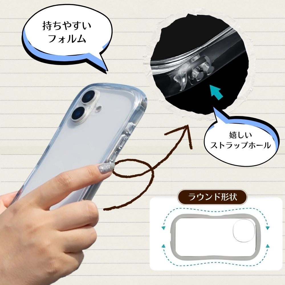 iPhone16Pro ピンク ケース クリア 耐衝撃 衝撃吸収 ハイブリッド