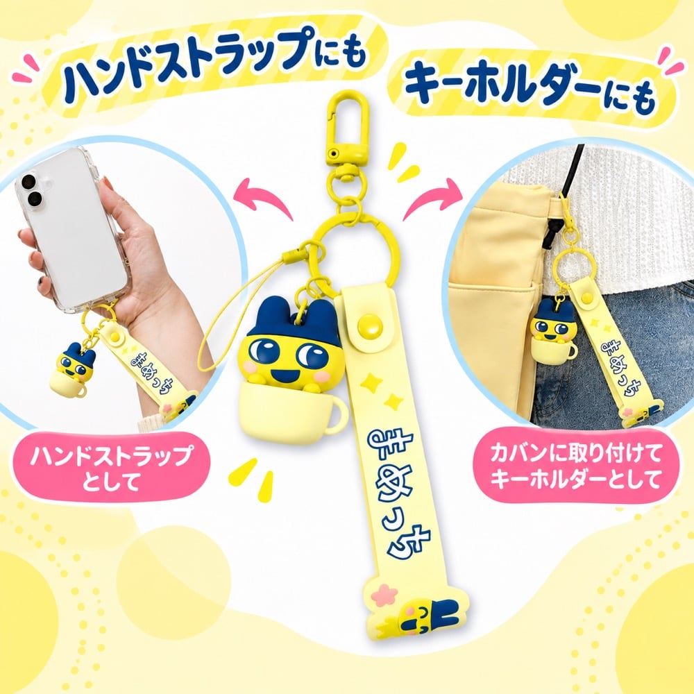ハンドストラップ たまごっち まめっち 3Dマスコット付き
