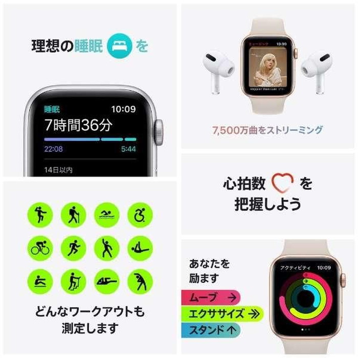 アップル Apple Watch SE 40mm スペースグレイ アルミ ミッドナイト