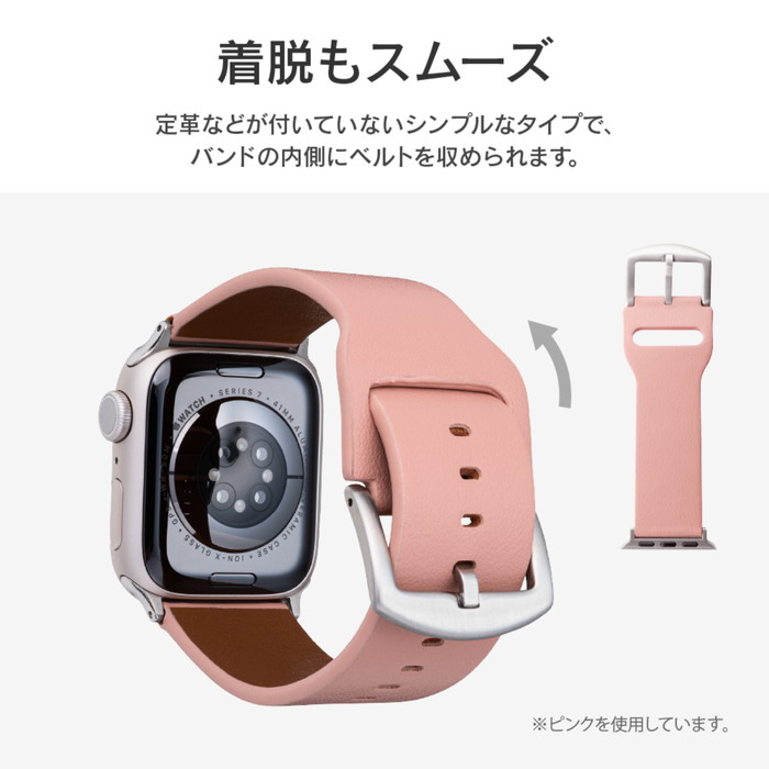 Apple Watch バンド ベルト PUレザーバンド キャメル 裏面耐水