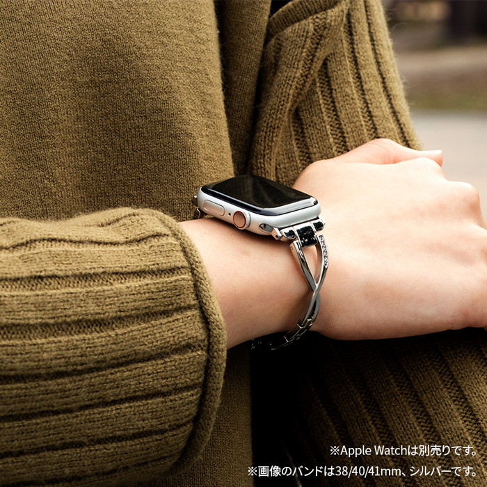 アップルウォッチ バンド スリム チェーン クロス メタル
