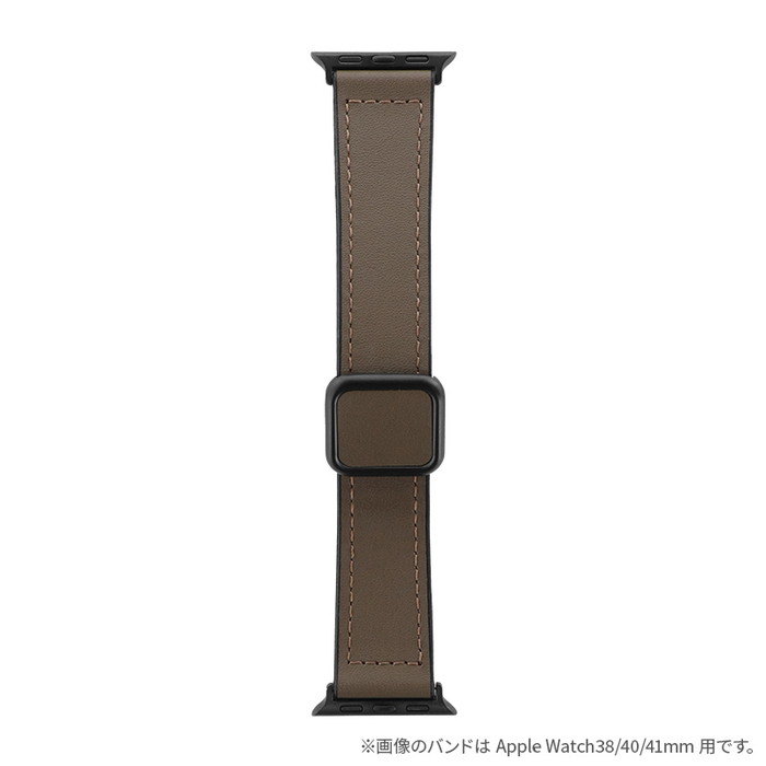 アップルウォッチ バンド 本革 ラバー マグネット レザー ブラウン