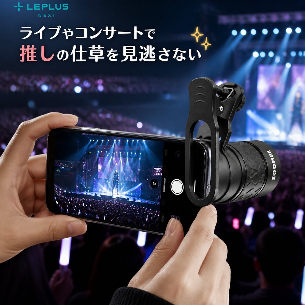 スマホ望遠レンズ LEPLUS NEXT クリップ式 単眼鏡対応 レンズキャップ
