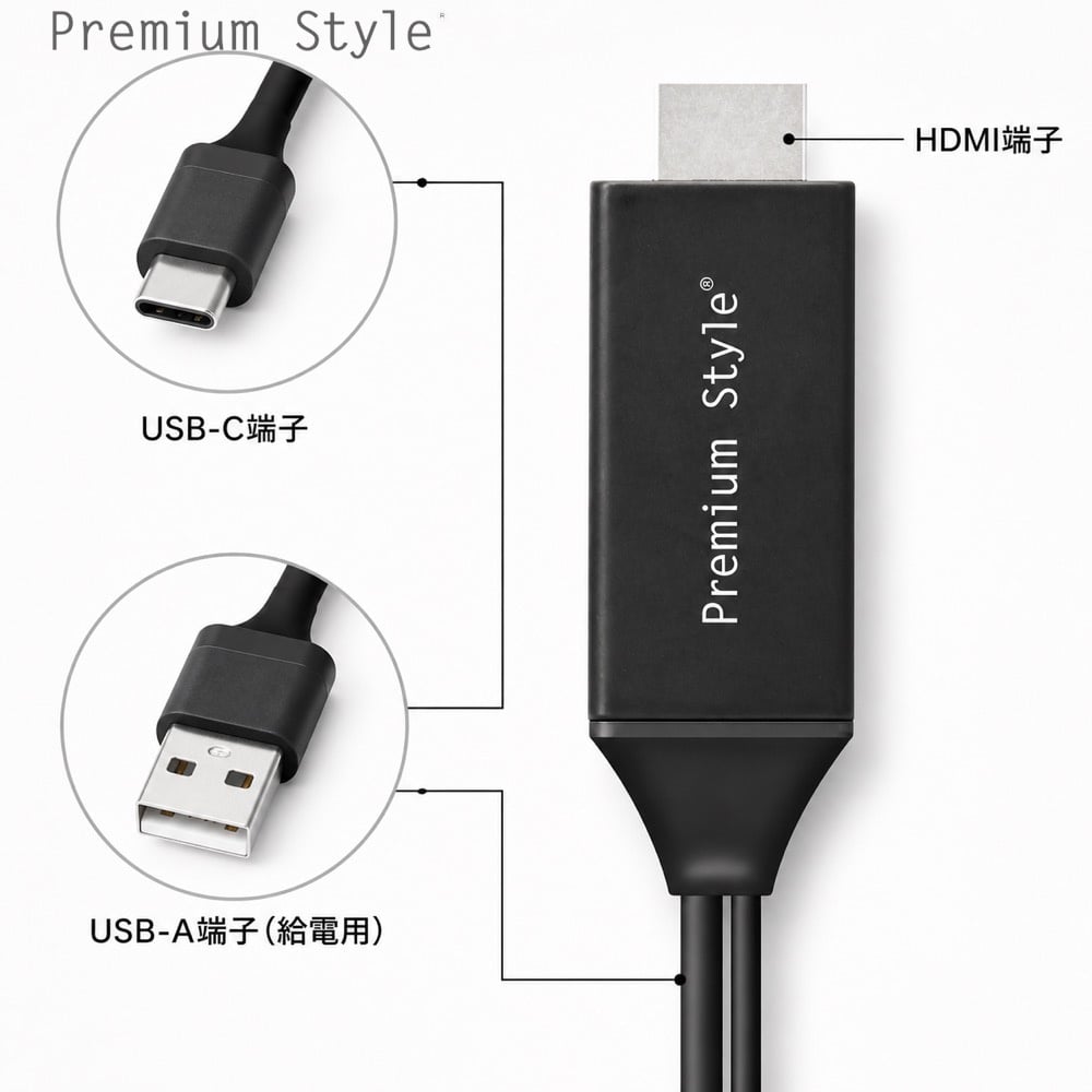 USB-Cコネクタ HDMIミラーリングケーブル 2m ブラック HDMIケーブル 4K/30Hz対応 HDCP対応 ミラーリング中の給電対応 USB Type-C入力 HDMI出力 PGA ピージーエー |  | 06