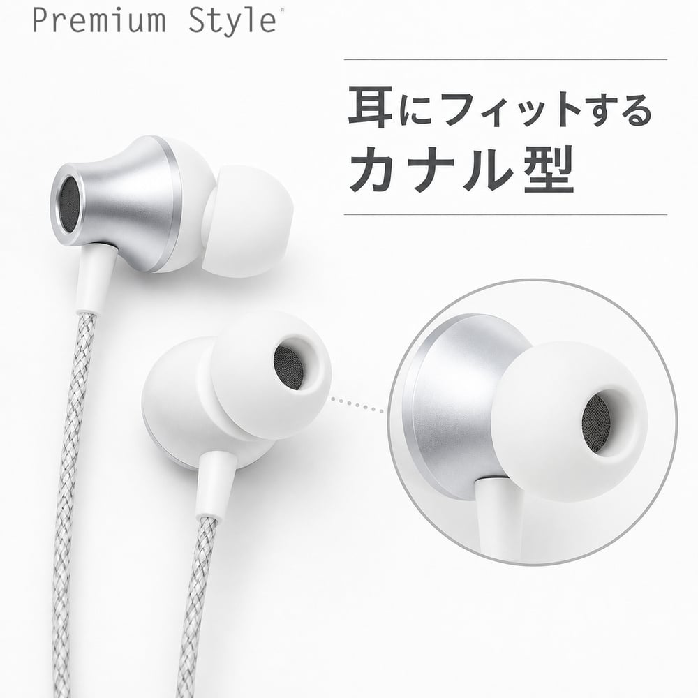 USB Type-C 有線イヤホン タフケーブル/カナルタイプ ホワイト Type-C