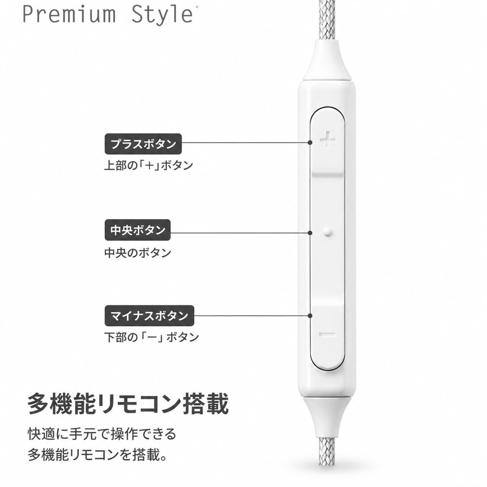 USB Type-C 有線イヤホン タフケーブル/カナルタイプ ホワイト Type-C