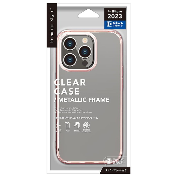 iPhone 15 Pro ソフトケース メタリックフレーム iPhoneケース 透明