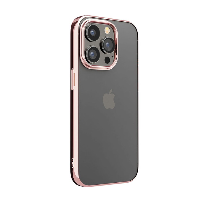iPhone 15 Pro用 メタリックフレーム ソフトケース [ローズゴールド