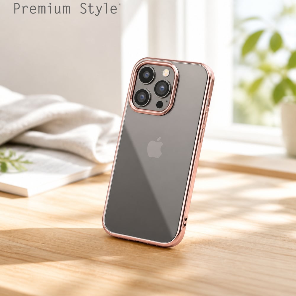 iPhone 15 Pro ソフトケース メタリックフレーム iPhoneケース 透明