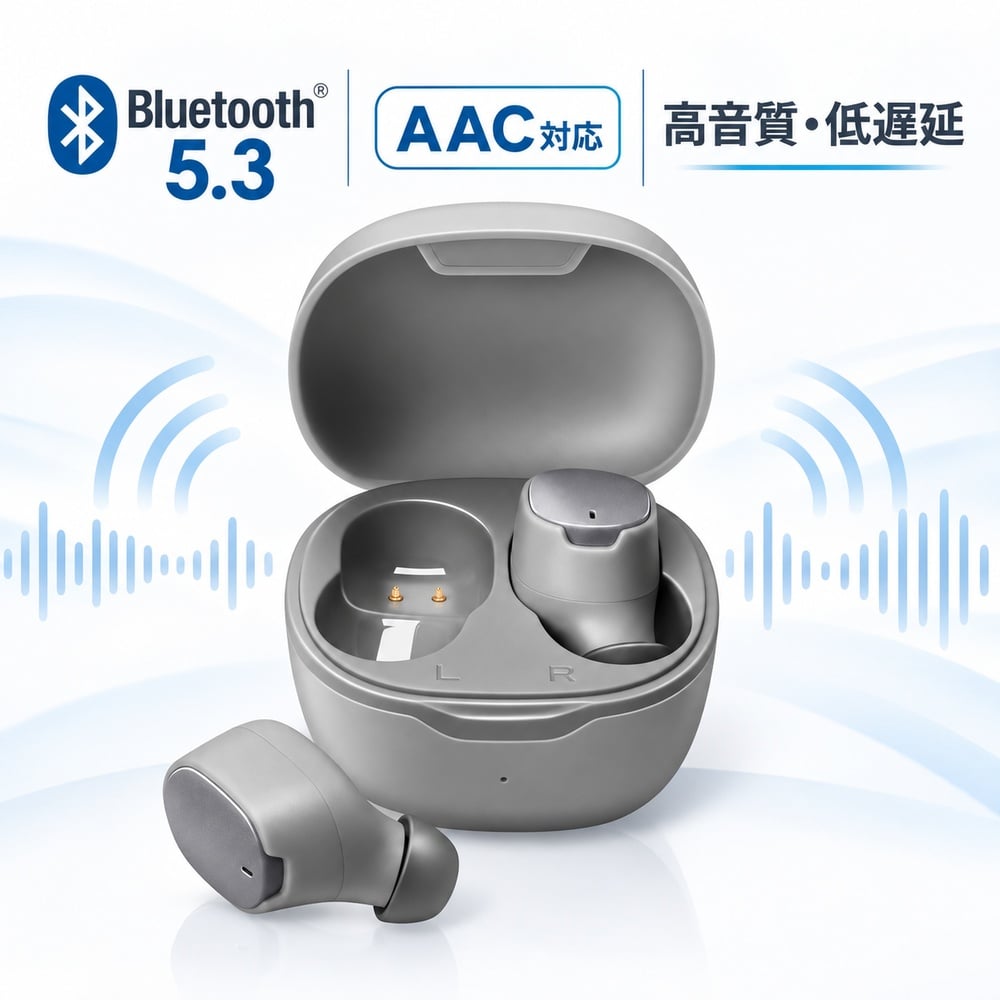 イヤホン Premium Style グレー カナル型 Bluetooth 5.3 AAC対応 IPX5