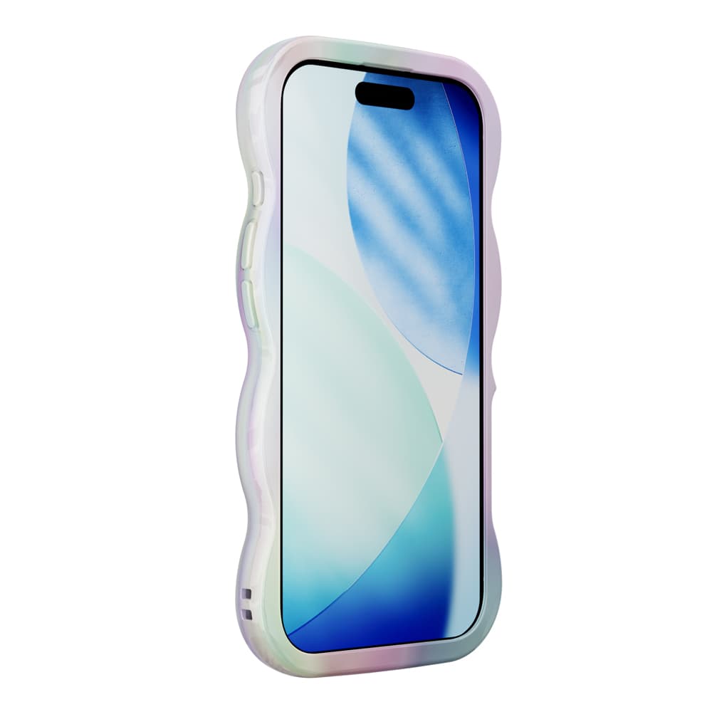 iPhone 17 ケース クリア 耐衝撃 ホワイト オーロラ ウェーブケース 高