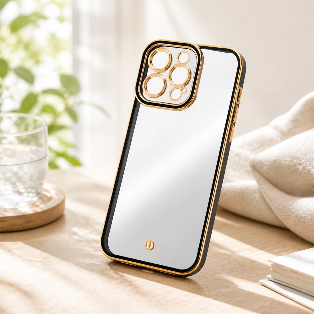 iPhone14ProMax ケース メタリックフレーム ブラック ゴールド iPhone