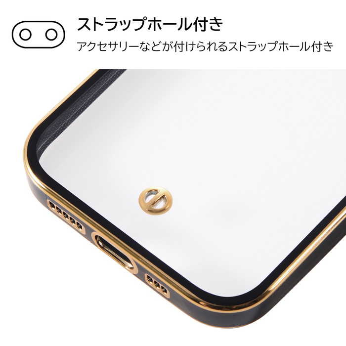 ホワイト スマートフォン ケース付き ray-out iPhone14 ケース メタリックフレーム ホワイト ゴールド