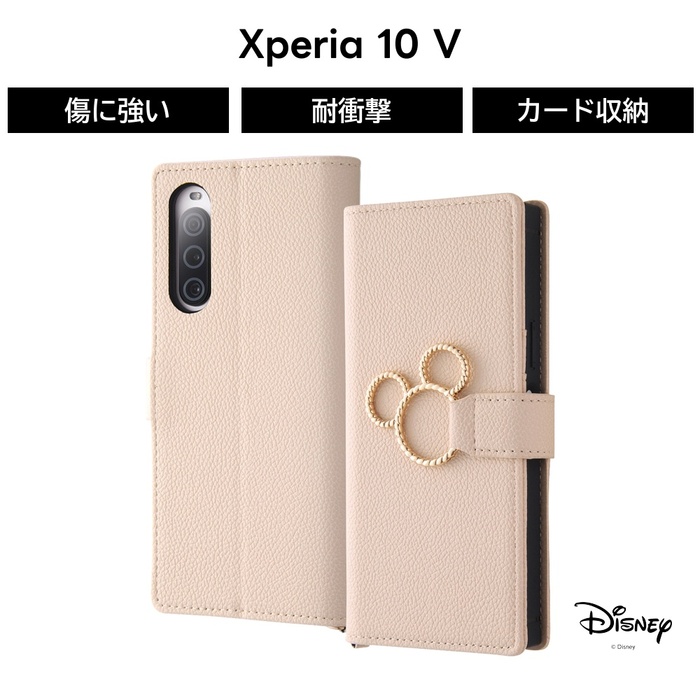 Disney（ディズニー） Xperia 10 V ケース ミッキー 手帳型 リング付