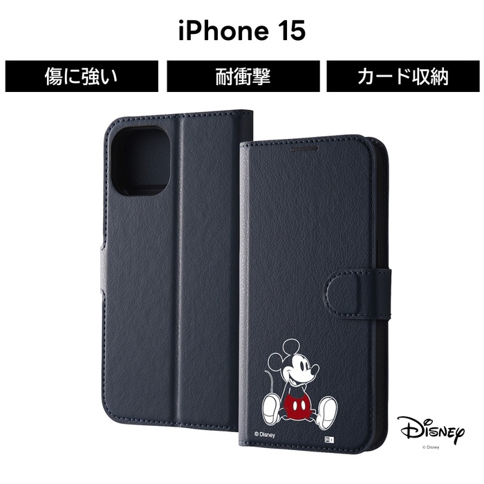 Disney（ディズニー） iPhone 15 ケース ミッキー ミッキーマウス 手帳