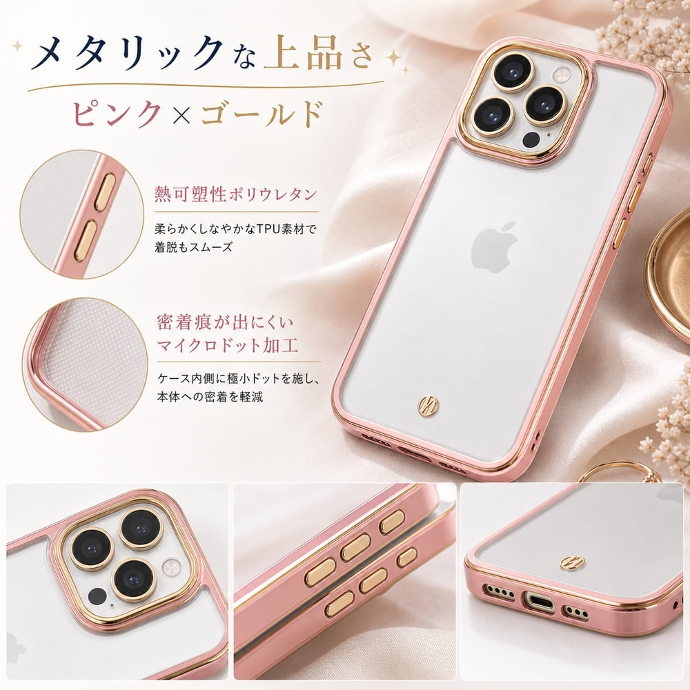 iPhone 15 Pro ケース イングレム 衝撃吸収 マイクロドット加工 カメラ