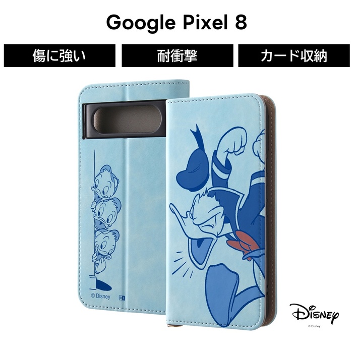 ミッキー&ミニー☆マルチ手帳型スマホキャンバスカバー：15.2×8.2×2㎝程 Disney（ディズニー） Google Pixel 8 ケース ドナルド 手帳型
