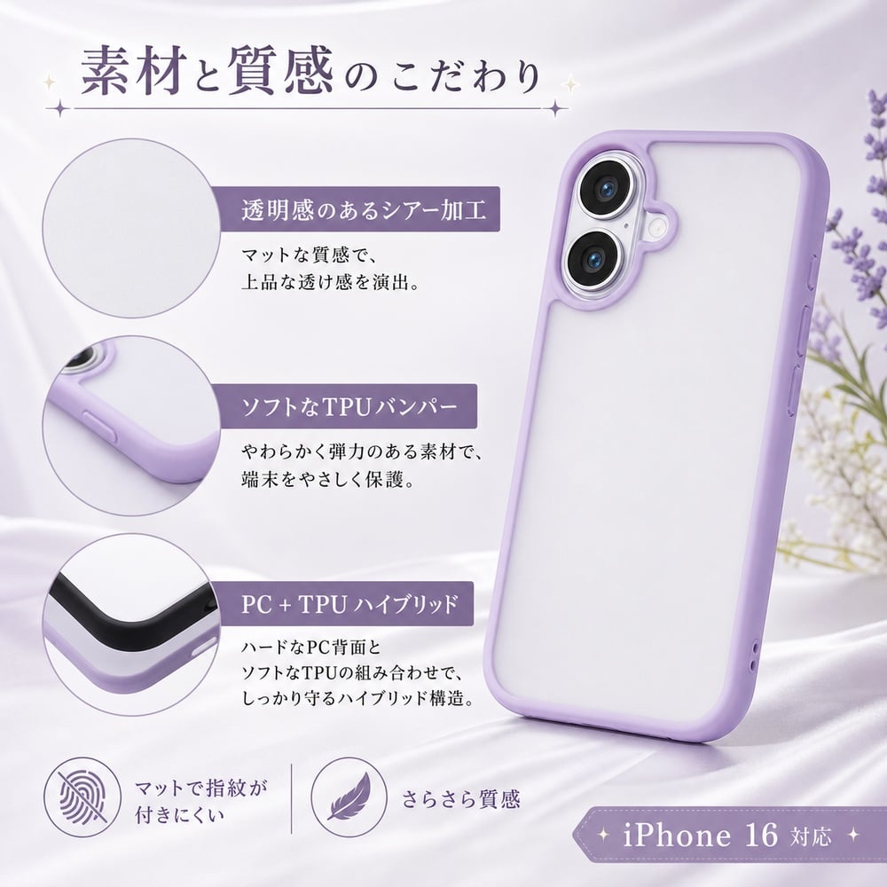 iPhone 16 ケース クリア 耐衝撃 iPhone16 アイフォン16 さらさら