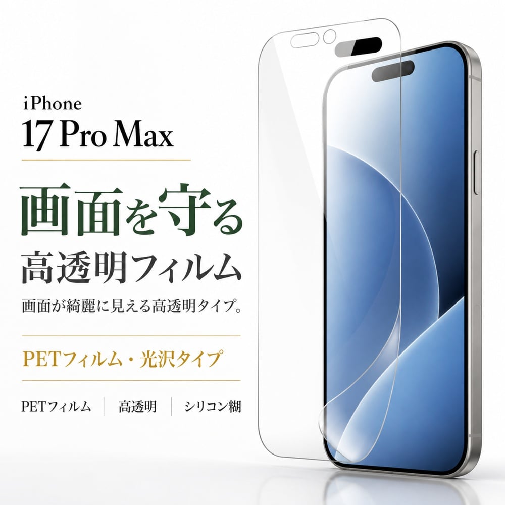 iPhone 17 Pro Max 保護フィルム PET 透明 クリア 液晶保護フィルム