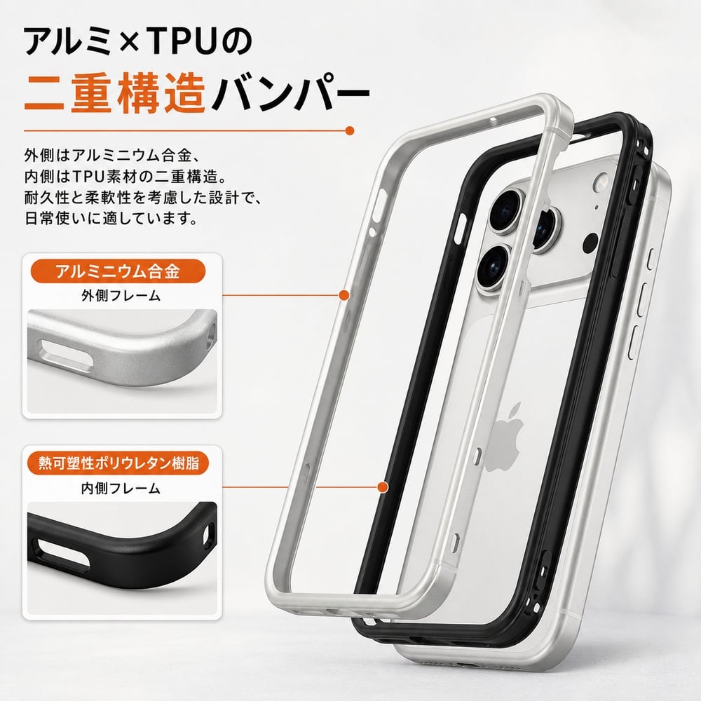 iPhone17 pro アルミ削り出し ハニカム構造 放熱ケース シルバー iPhone 17 Pro ケース バンパー アルミ iPhone17Pro アイフォン17プロ