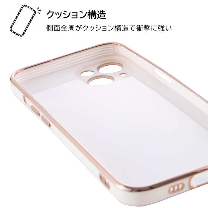 iPhone14 ケース メタリックフレーム iPhone 14 ホワイト 白 上品 