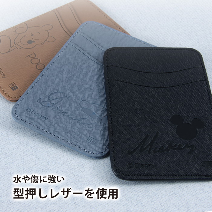 Disney（ディズニー） スマホ カードケース ミッキー レザー 黒