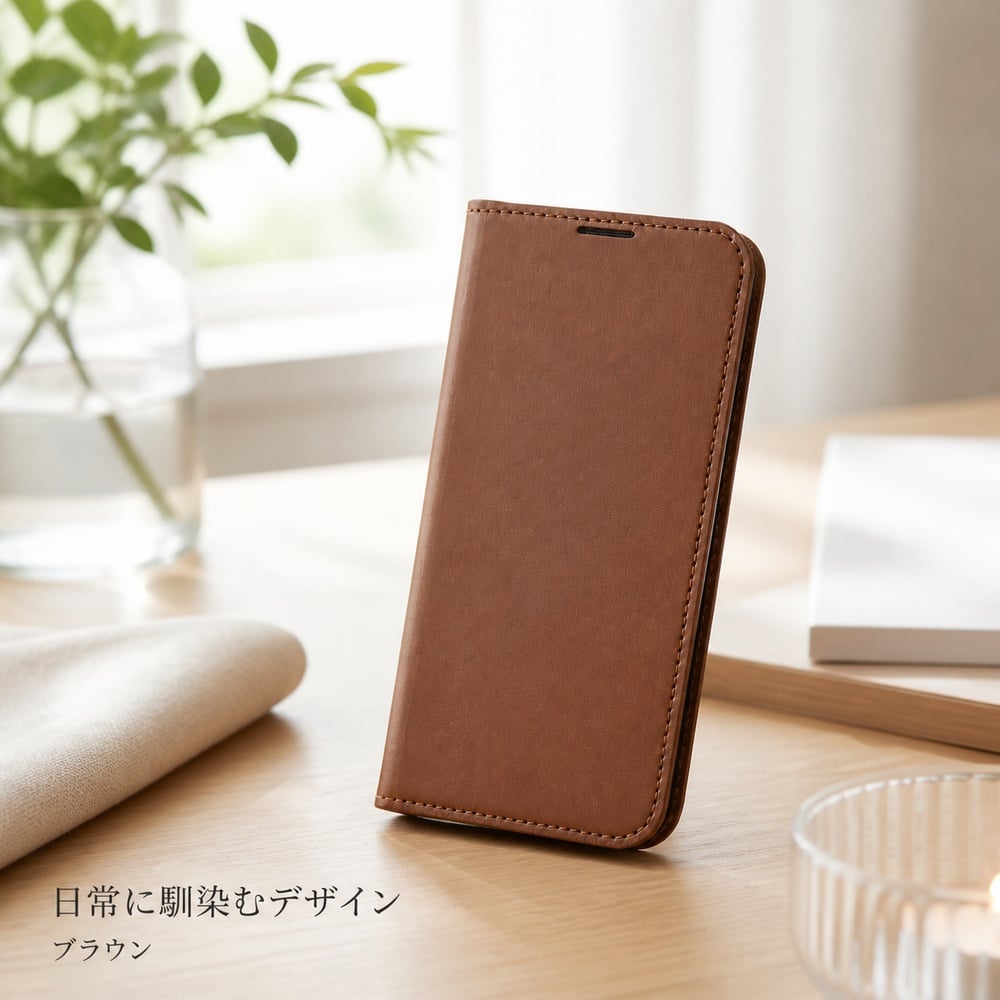 iPhone14 手帳型ケース ブラウン 茶 iPhone13 iPhone 14 13 手帳型 耐
