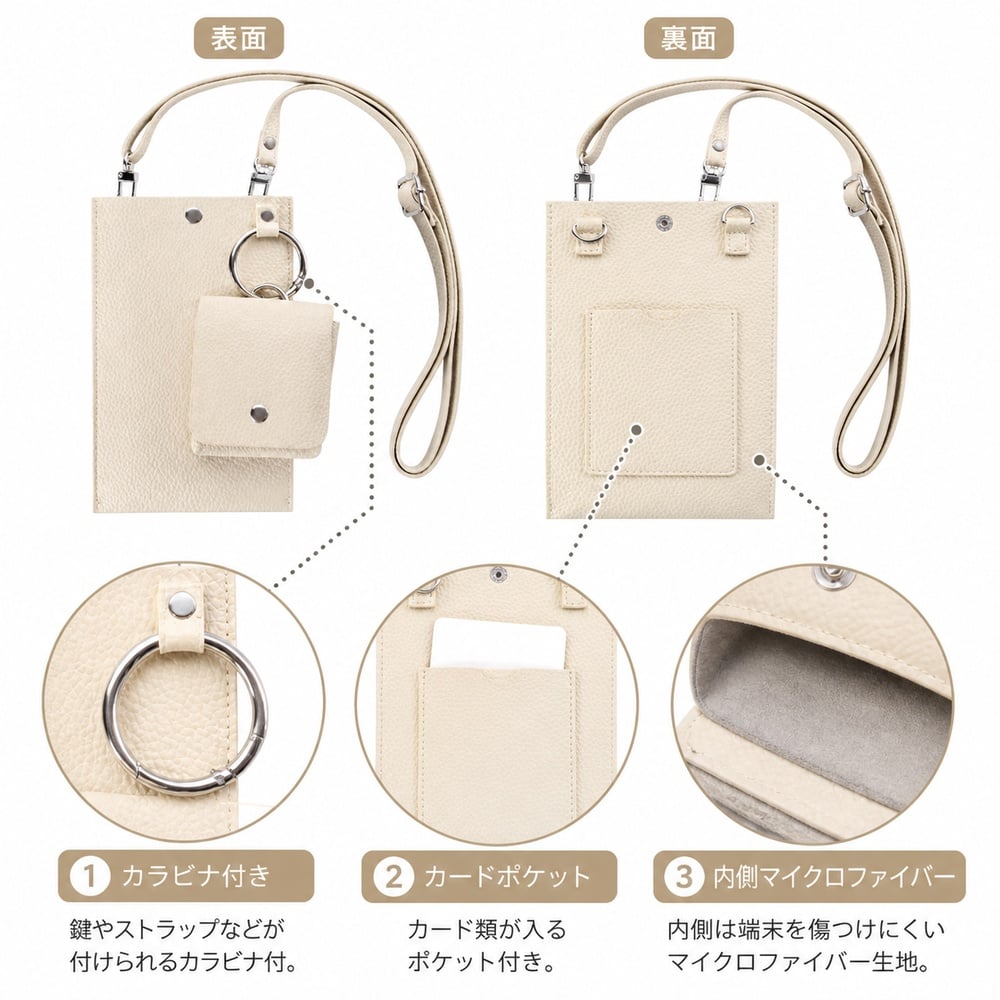 スマホショルダー スマホポーチ イヤホン スマホ ショルダー バッグ 全