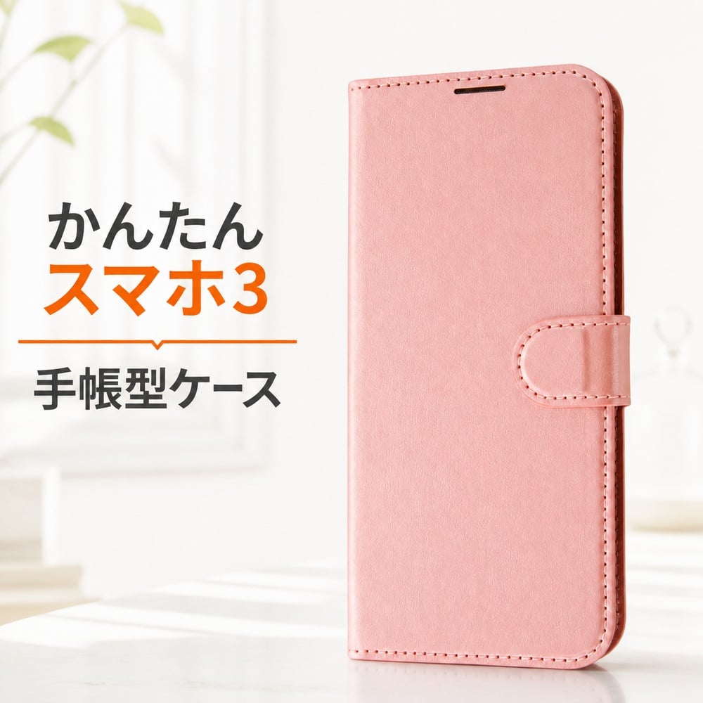 かんたんスマホ3 ケース 手帳型 マグネット ルーペ 京セラ かんたん