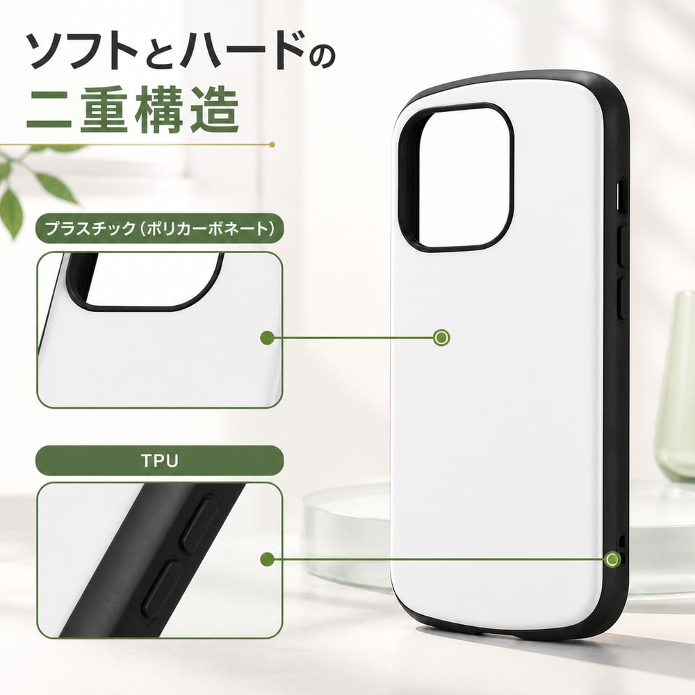iPhone 15 Pro ケース シンプル 耐衝撃 ホワイト 白 アイフォン15プロ