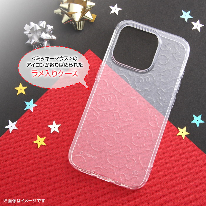 Disney（ディズニー） iPhone 15 Pro ケース ミッキー クリア ラメ