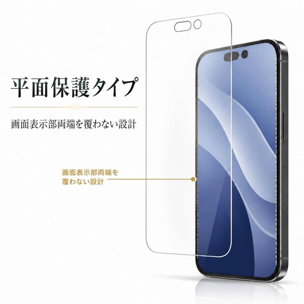 iPhone 15 Pro / ガラスフィルム 10H 光沢 衝撃吸収 PET 液晶保護