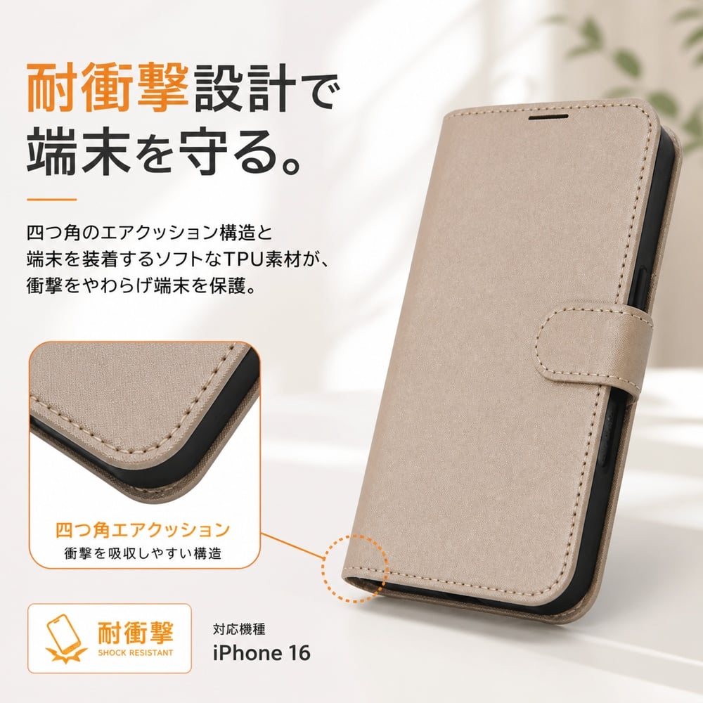 iPhone 16 ケース 手帳型 マグネット iPhone16 アイフォン16 耐衝撃